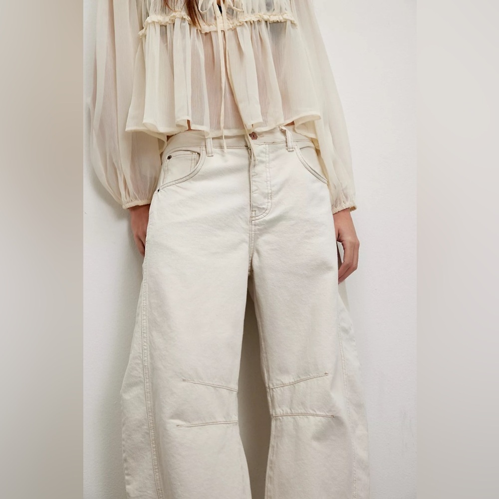 We the free good luck mid-rise barrel jeans,milk - Picture 4 of 6